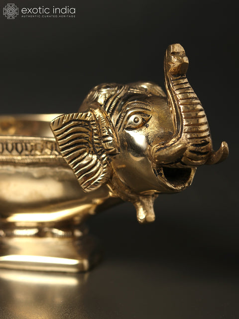 7" Designer Elephant Diya in Brass