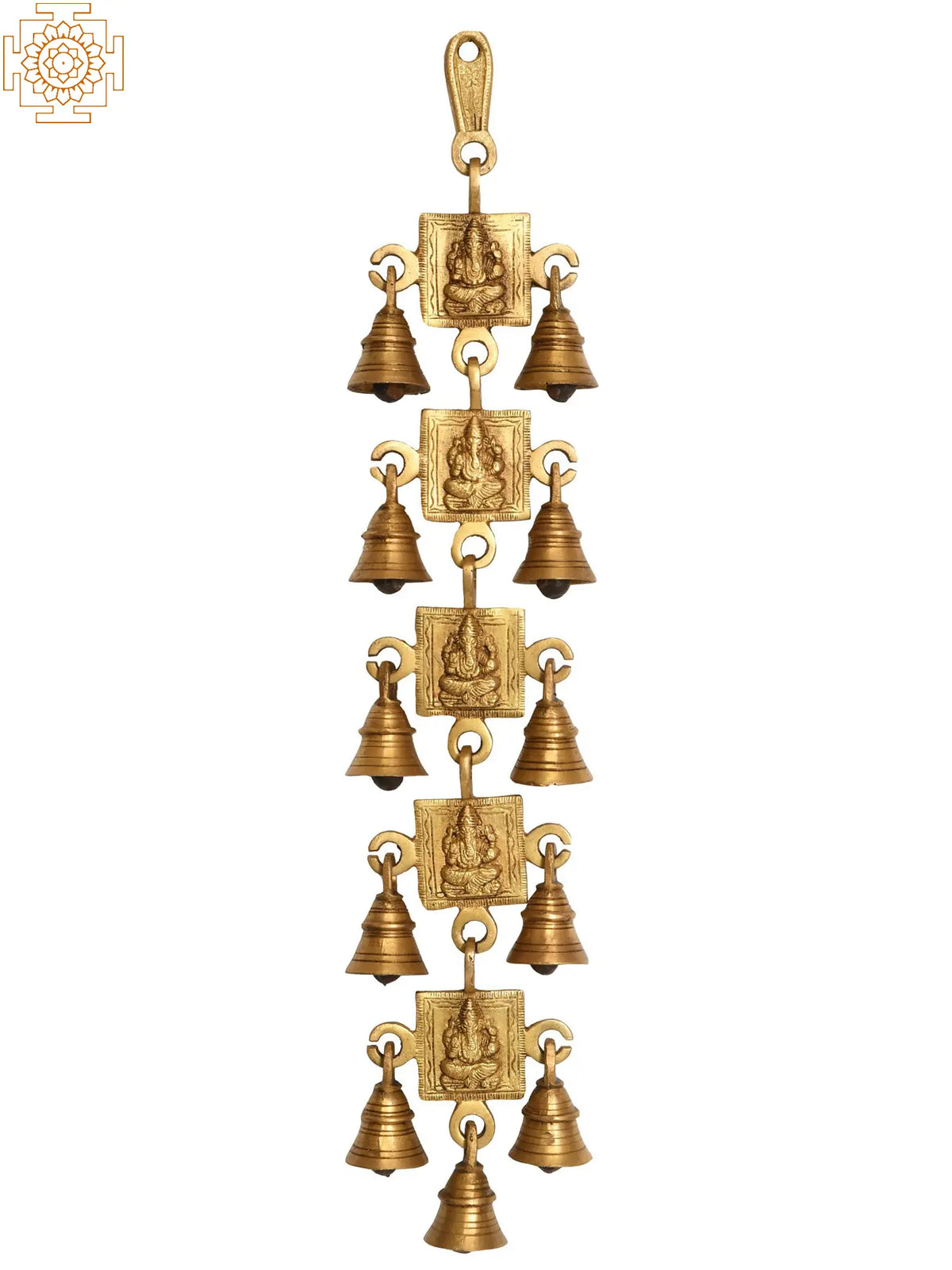 18" Lord Ganesha Wall Hanging Bells in Brass