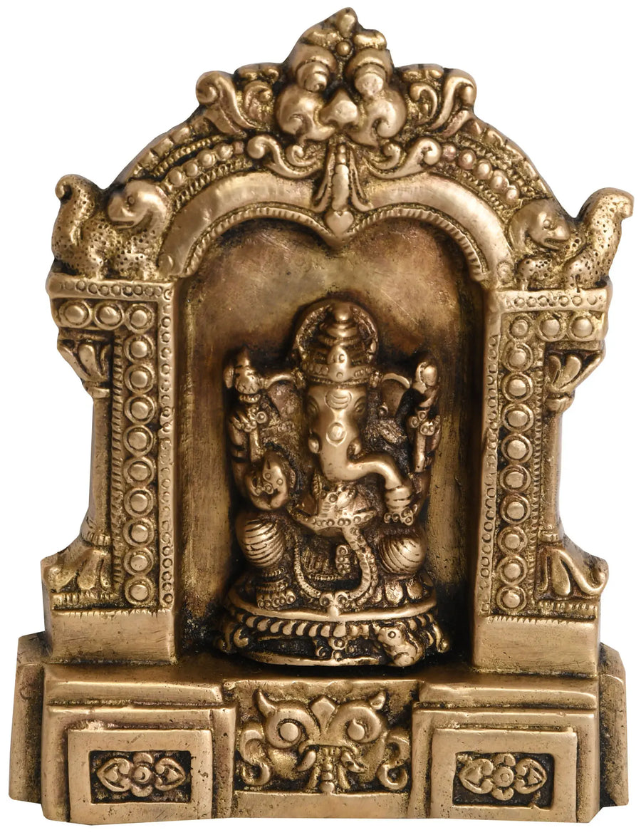 6" Handmade Brass Ganesha Temple Idol for Pooja