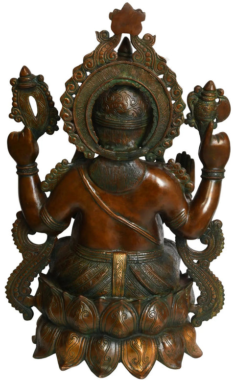 21" Kamalasana Shri Ganesha In Brass | Handmade | Made In India