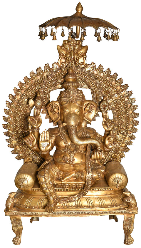 63" Lord Ganesha Brass Sculpture | Handmade | Made In India