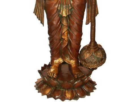 66" Haloed Chaturbhuja Vishnu Brass Statue | Handmade | Made in India