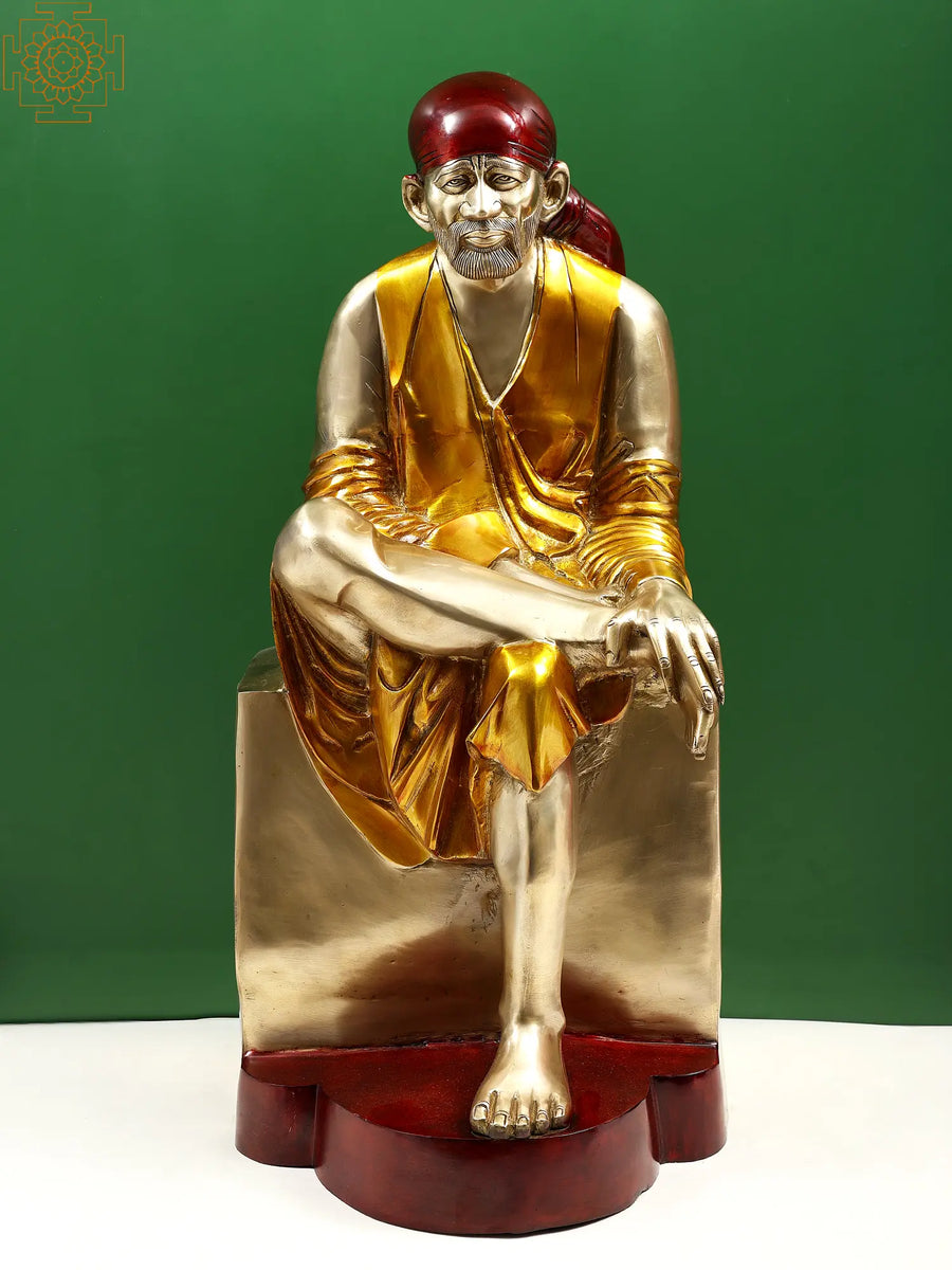29" Large Sai Baba Brass Statue Handmade