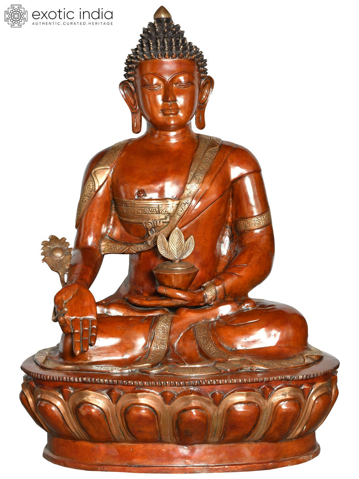 45" Large Size Tibetan Buddhist Medicine Buddha In Brass | Handmade | Made In India