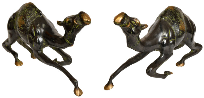 Pair of Brass Camel Figurines - Desert Ship Statues