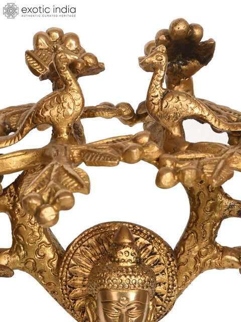 9" Tibetan Buddhist Deity Lord Buddha Under The Bodhi Tree In Brass | Handmade | Made In India
