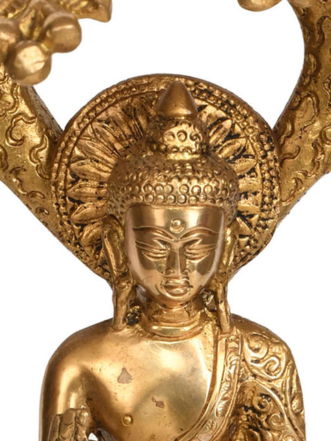 9" Tibetan Buddhist Deity Lord Buddha Under The Bodhi Tree In Brass | Handmade | Made In India
