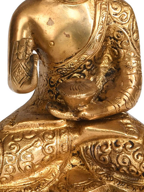 9" Tibetan Buddhist Deity Lord Buddha Under The Bodhi Tree In Brass | Handmade | Made In India