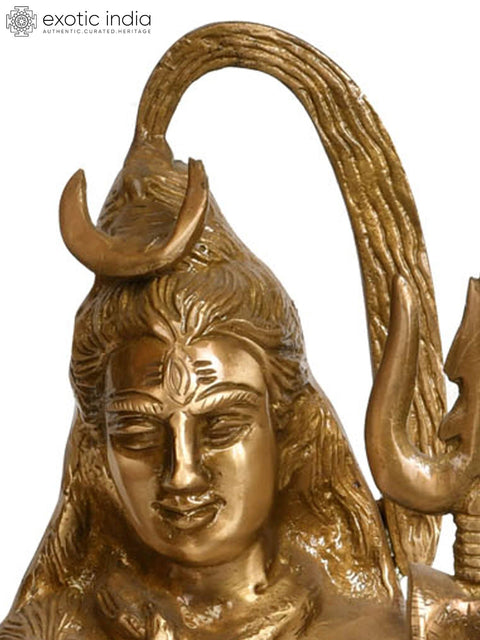 22" Lord Shiva Standing on Lotus In Brass | Handmade | Made In India