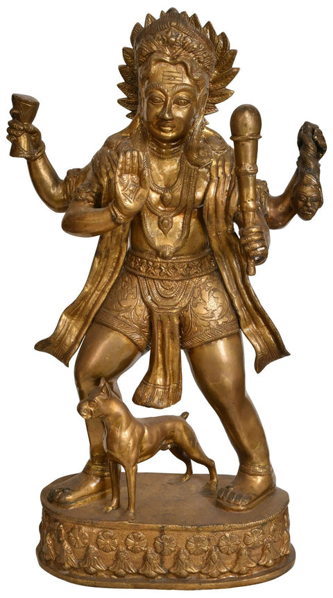 22" Lord Shiva as Bhairava In Brass | Handmade | Made In India