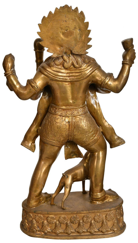 22" Lord Shiva as Bhairava In Brass | Handmade | Made In India