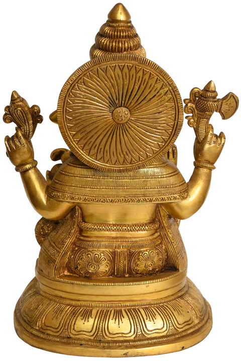 15" Blessing Ganesha Seated in Maharaja Lila Asana In Brass | Handmade | Made In India