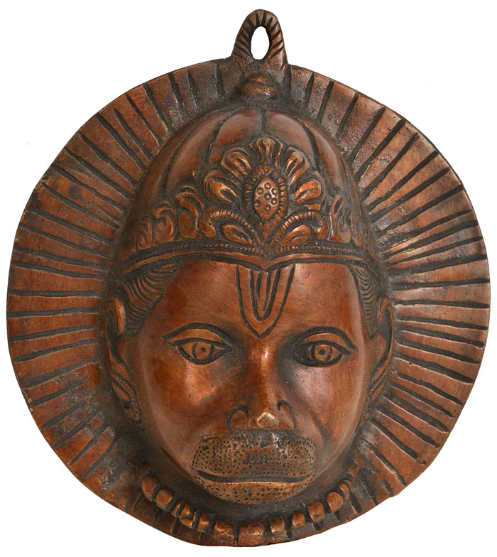 7" Bhagawan Hanuman Mask (Wall Hanging) In Brass | Handmade | Made In India