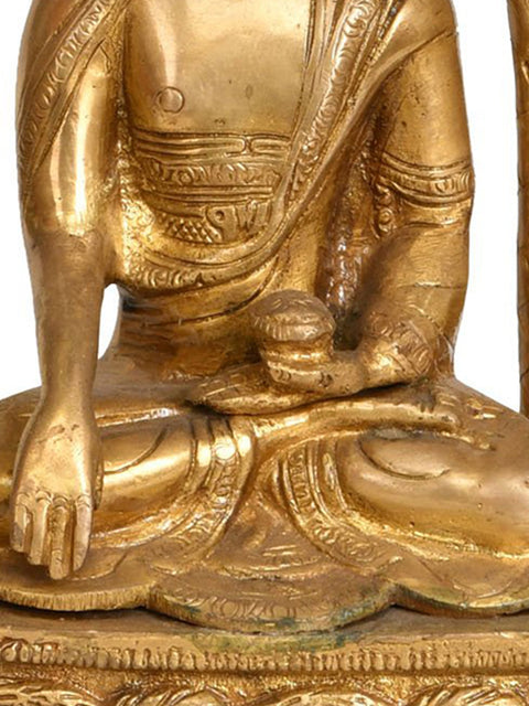 12" Lord Buddha Meditating Under the Bodhi Tree (Tibetan Buddhist Deity) In Brass | Handmade | Made In India