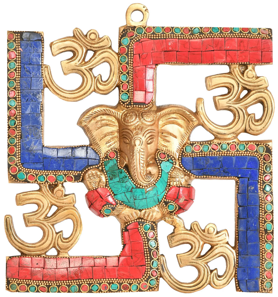 8" Om Ganesha Handmade Brass Wall Hanging