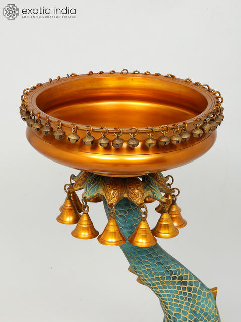 Urli Bowl on Fish Stand with Hanging Bells and Ghungroos