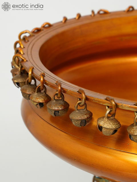 Urli Bowl on Fish Stand with Hanging Bells and Ghungroos