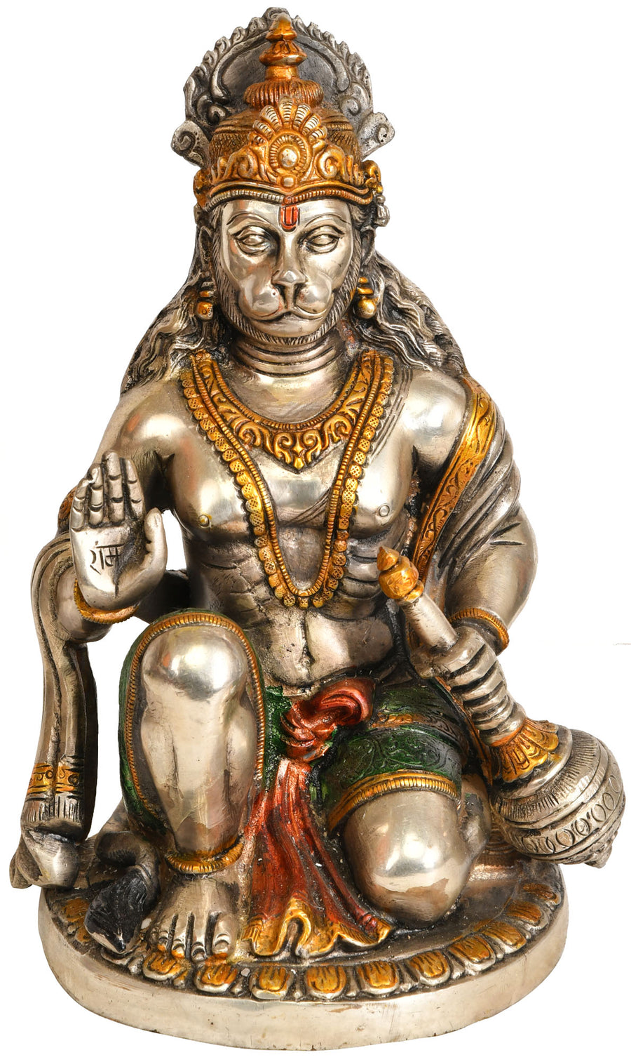 9" Blessing Lord Hanuman Brass Statue Handmade