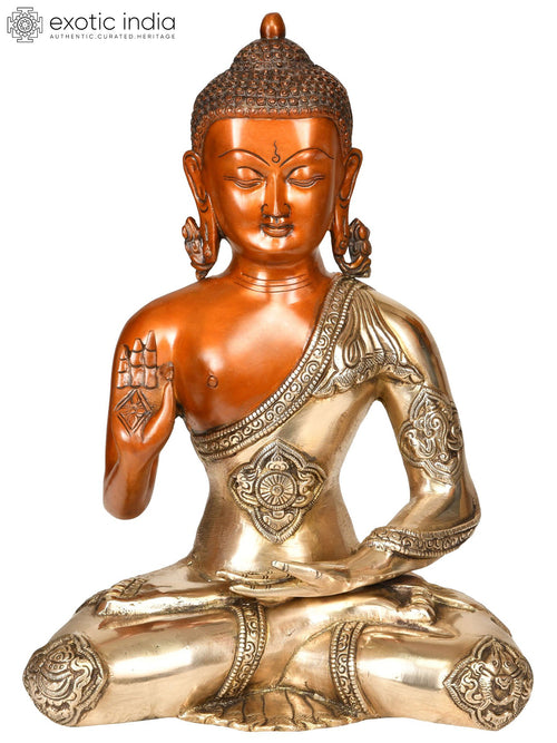 12" Handmade Lord Buddha Abhaya Mudra Brass Statue