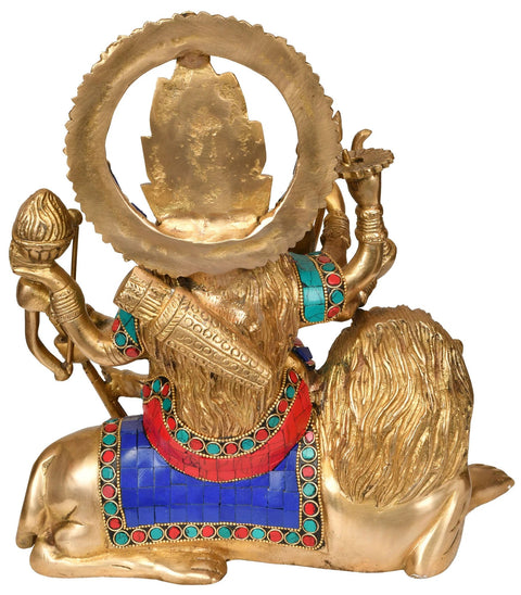 12" Simhavahini Devi Durga In Brass | Handmade | Made In India