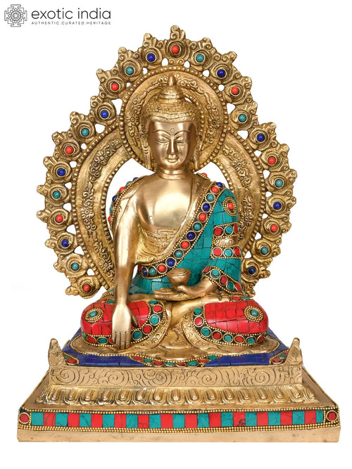 11" Enthroned Vajrasana Buddha Handmade Brass Statue