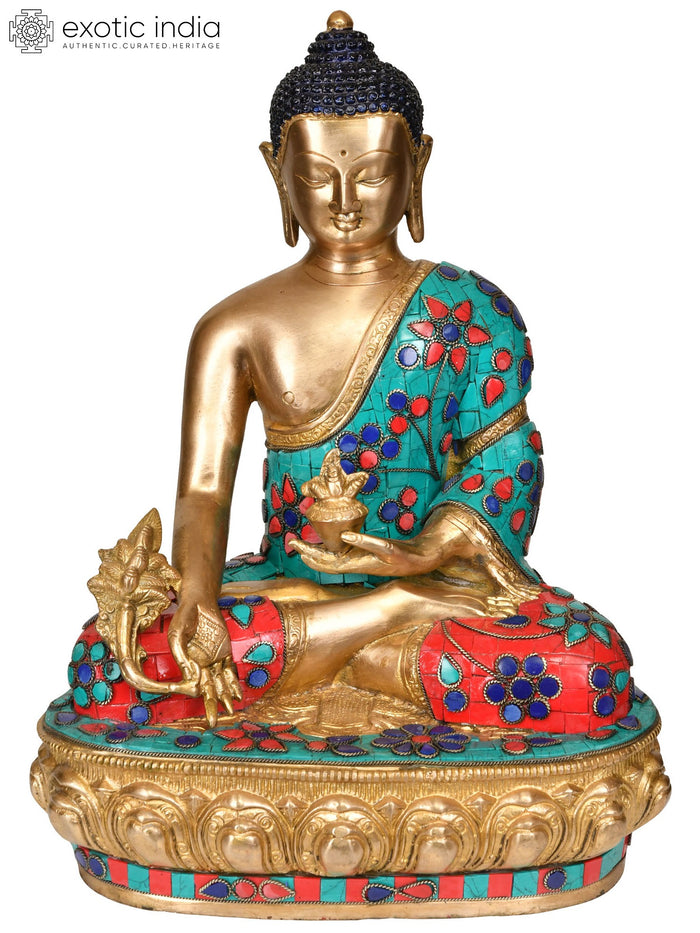 13" Medicine Buddha Tibetan Brass Statue Handmade