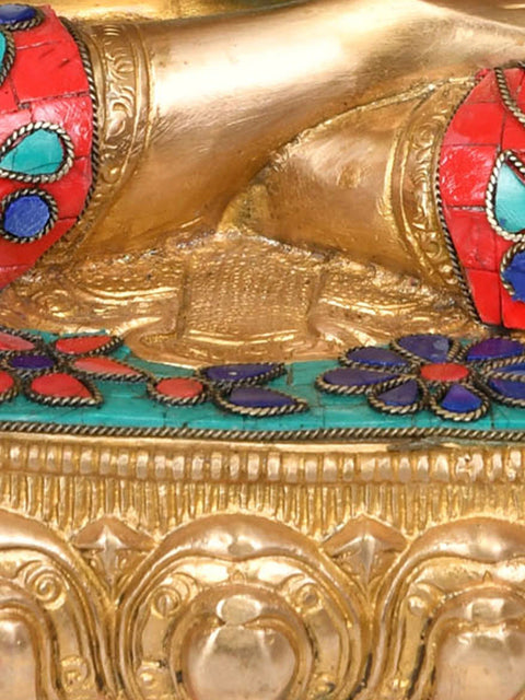 13" The Medicine Buddha (Tibetan Buddhist Deity) In Brass | Handmade | Made In India