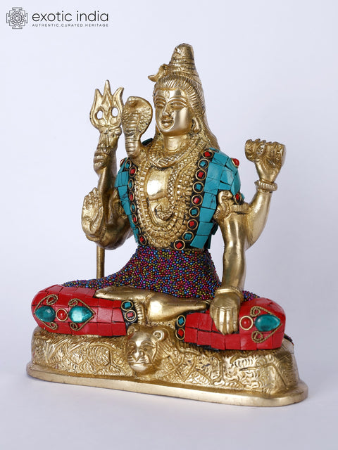 8" Mahayogi Shiva Idol in Ashirwad Mudra | Handmade Brass Statue