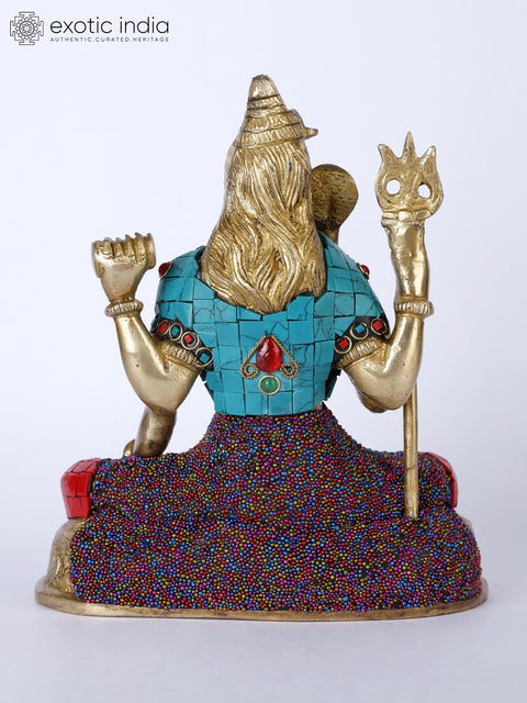 8" Mahayogi Shiva Idol in Ashirwad Mudra | Handmade Brass Statue