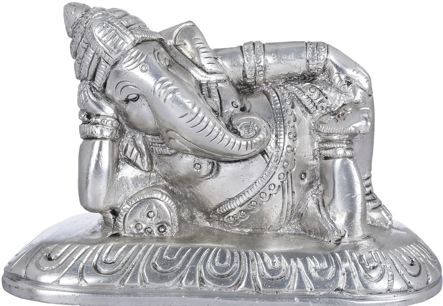 4" Relaxing Ganesha Handmade Brass Statue