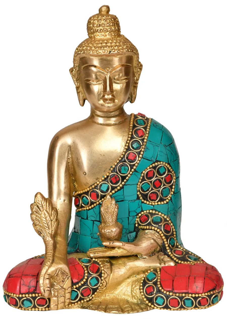6" Medicine Buddha Tibetan Brass Statue Handmade