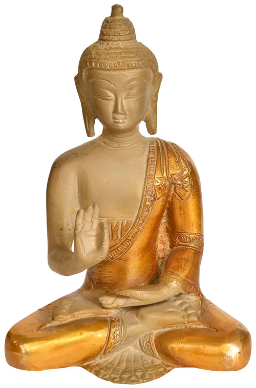 6" Handmade Lord Buddha Preaching Dharma Brass Idol