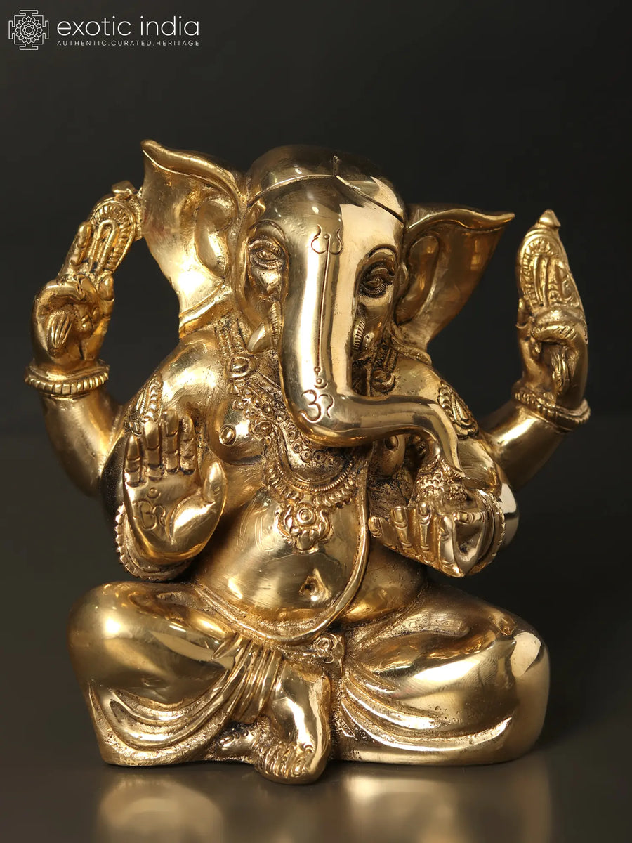 5" Lord Ganesha Brass Sculpture for Home Pooja
