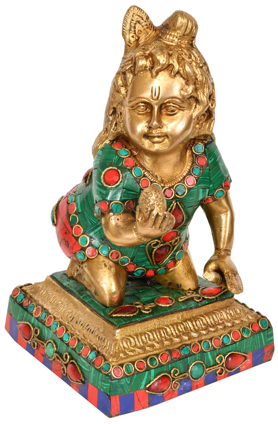 8" Laddoo-Gopala Handmade Brass Idol for Pooja