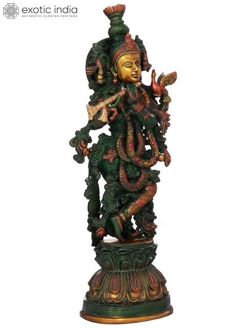 20" Murli Krishna Brass Statue | Handmade | Made in India