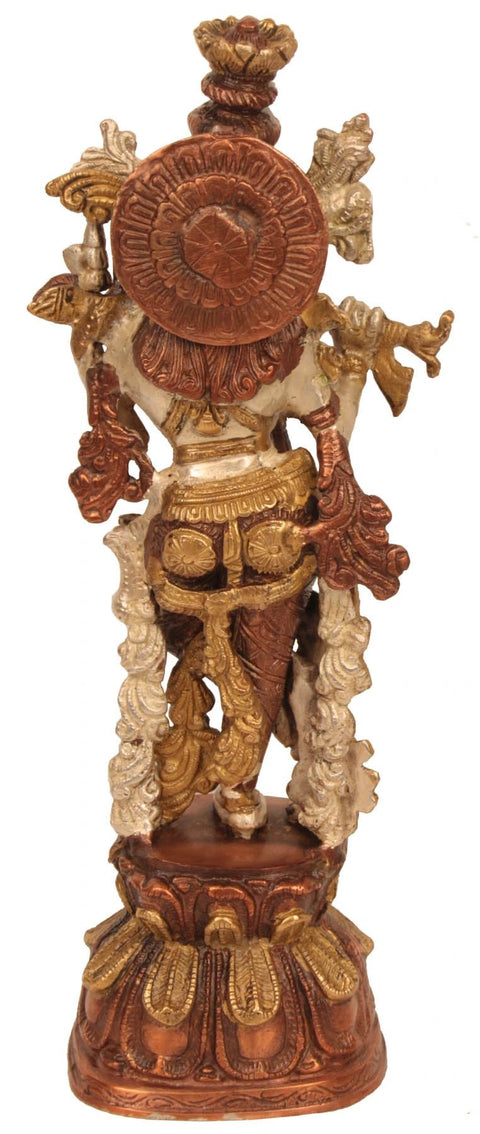 13" Fluting Krishna In Brass | Handmade | Made In India