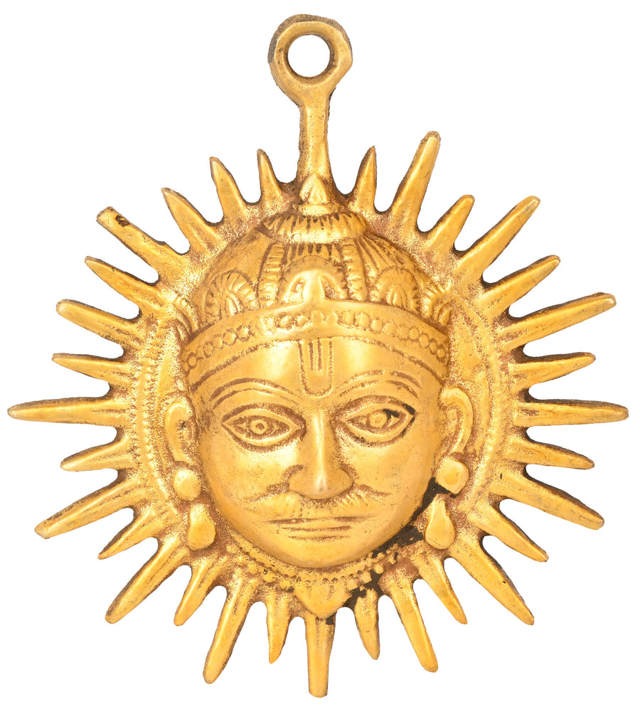 Golden Brass Handmade Surya Bhagwan Vastu Wall Hanging