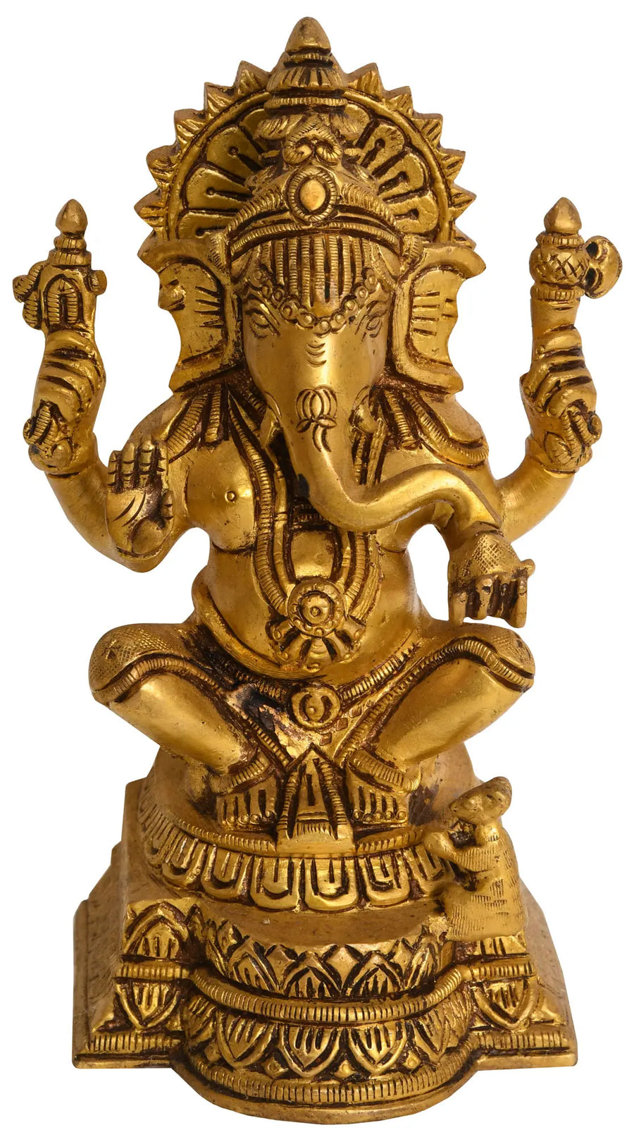 7" Lord Ganesha Brass Idol Handmade