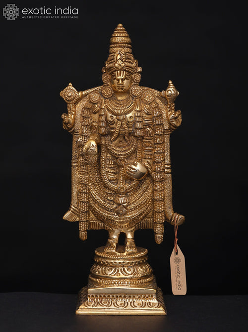 7" Handmade Brass Lord Venkateshvara Balaji Statue for Pooja