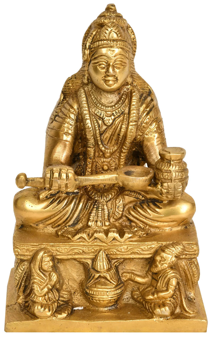 5" Goddess Annapurna Brass Sculpture | Handmade | Made in India