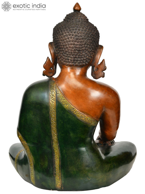 21" Lord Buddha in Bhumisparsha Mudra (Earth Touching Gesture) In Brass | Handmade | Made In India