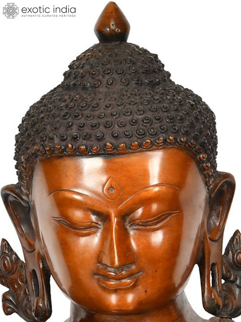 21" Lord Buddha in Bhumisparsha Mudra (Earth Touching Gesture) In Brass | Handmade | Made In India
