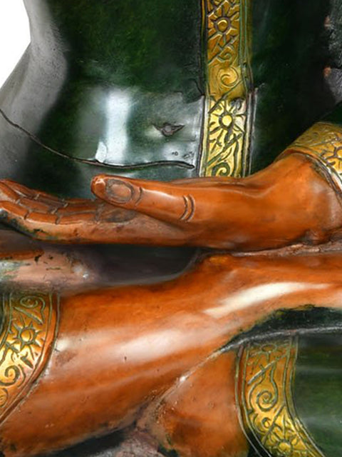 21" Lord Buddha in Bhumisparsha Mudra (Earth Touching Gesture) In Brass | Handmade | Made In India