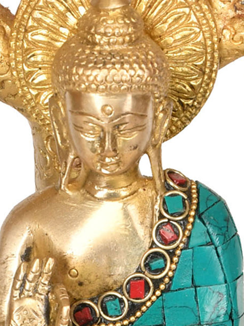 9" Lord Buddha Under The Bodhi Tree (Tibetan Buddhist) In Brass | Handmade | Made In India