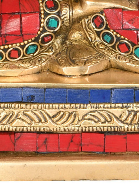 9" Lord Buddha Under The Bodhi Tree (Tibetan Buddhist) In Brass | Handmade | Made In India
