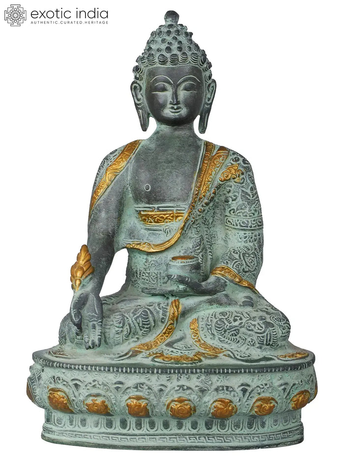 12" Medicine Buddha Handmade Brass Statue for Home Pooja