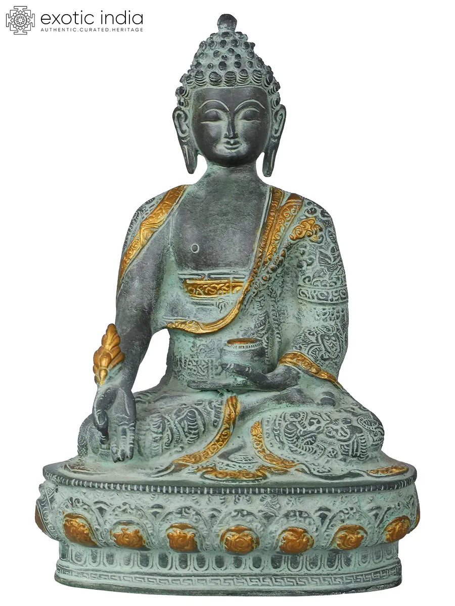 12" Medicine Buddha Handmade Brass Statue for Home Pooja