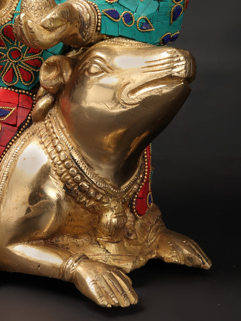 12" Lord Ganesha Seated on Rat In Brass | Handmade | Made In India