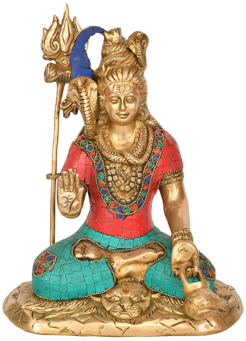 10" Mahayogi Shiva Brass Statue Handmade