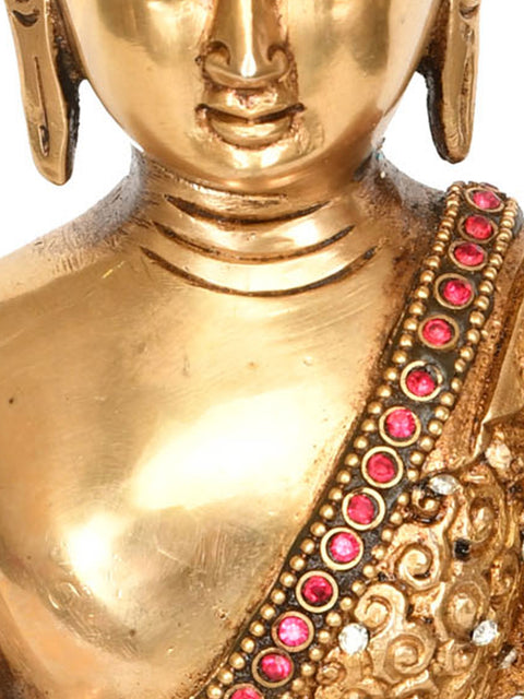 8" Lord Buddha in Bhumisparsha Mudra (Tibetan Buddhist) In Brass | Handmade | Made In India